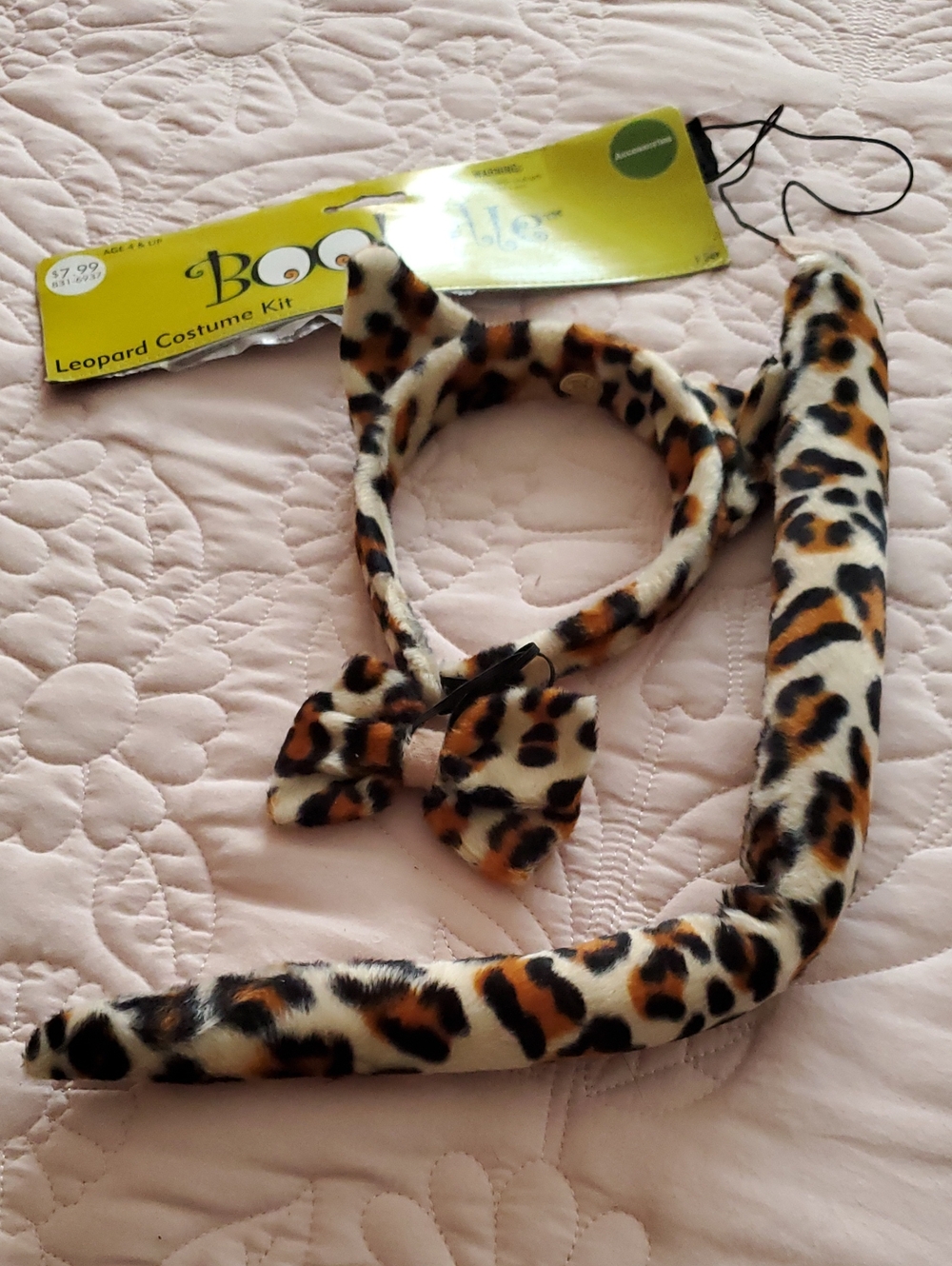 Leopard Print Kids Headband & Tail Set - Faux Fur Brown Leopard